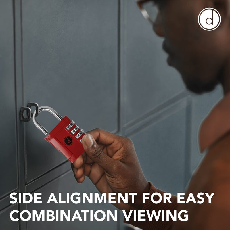 desired tools Padlock 4 Digit Combination Lock - for Gym School Locker, Outdoor Gate, Shed, Fence, and Storage - Weatherproof Metal - Keyless, Easy to Set, Resettable - Red - Image 4